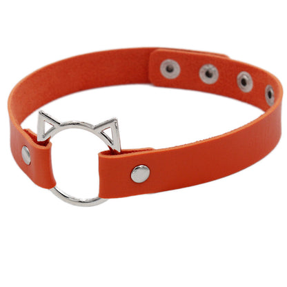 Punk Solid Color Pu Leather Patchwork Women's Choker