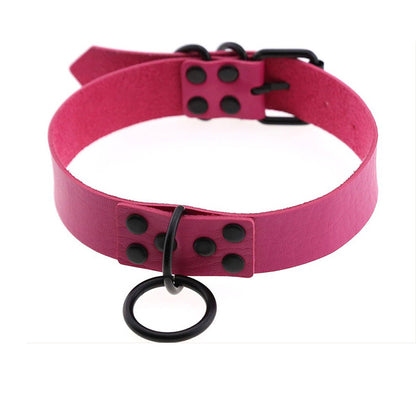 Sweet Round Pu Leather Metal Patchwork Women's Choker