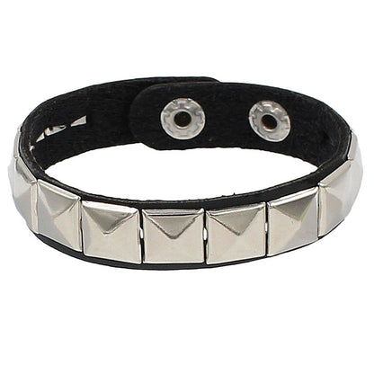 Punk Square Pu Leather Metal Unisex Bangle