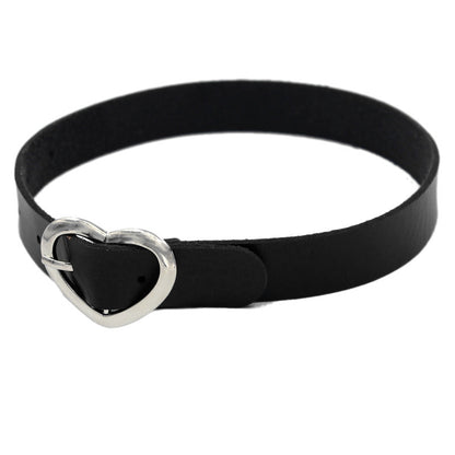 Punk Heart Shape Pu Leather Metal Women's Choker