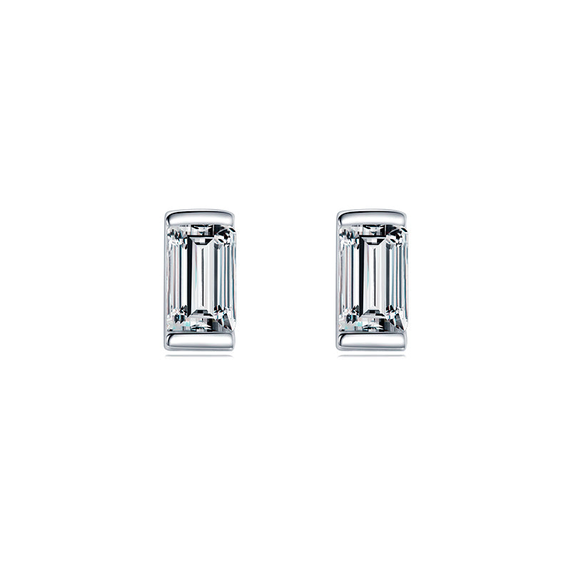 1 Pair Simple Style Rectangle Sterling Silver Plating Inlay Zircon 14k Gold Plated Rhodium Plated Ear Studs