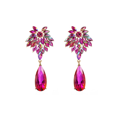 Baroque Style Water Droplets Alloy Plating Inlay Rhinestones Glass Gold Plated Women's Drop Earrings