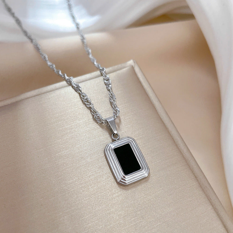 Wholesale Lady Rectangle Titanium Steel Pendant Necklace