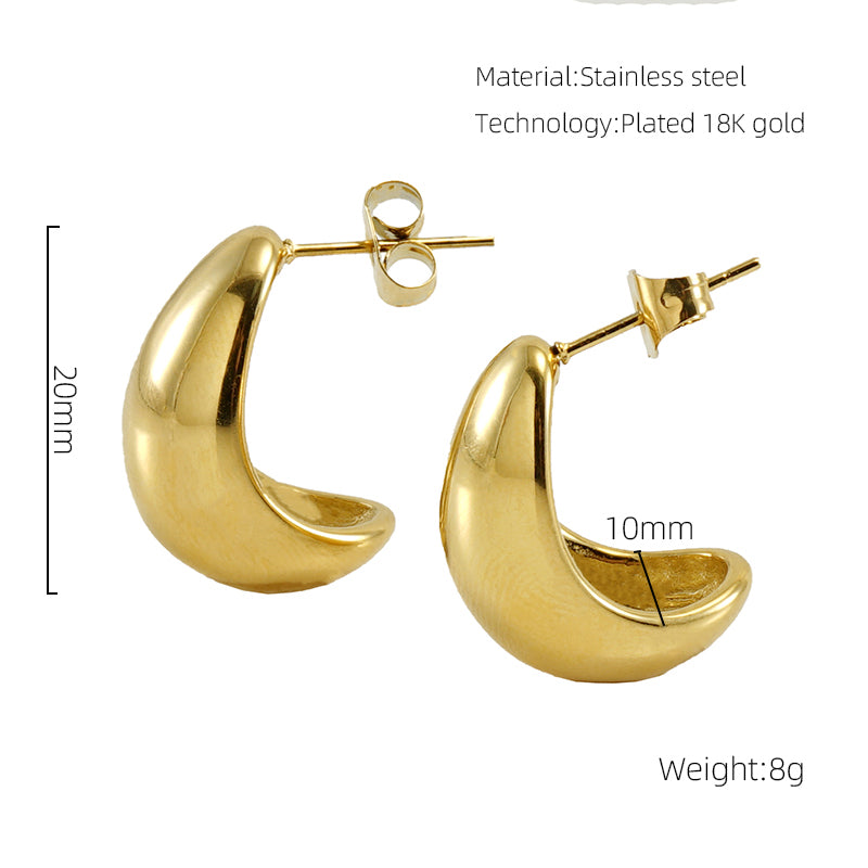 1 Pair Elegant Geometric Stainless Steel Plating 18k Gold Plated Ear Studs