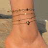 Vacation Heart Shape Bow Knot Crystal Alloy Wholesale Anklet