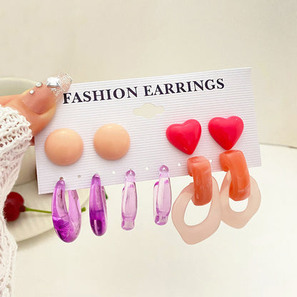 Wholesale Jewelry 5 Piece Set Ins Style Cartoon Style Bear Heart Shape Alloy Earrings