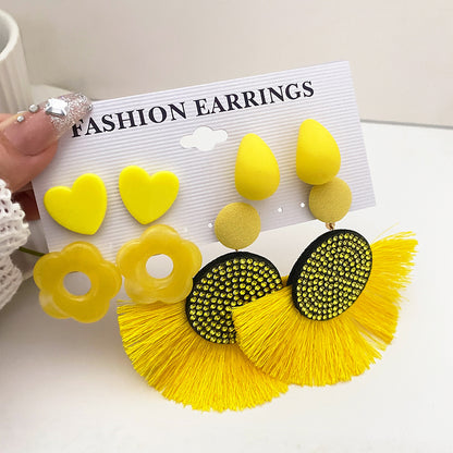 Wholesale Jewelry 5 Piece Set Ins Style Cartoon Style Bear Heart Shape Alloy Earrings