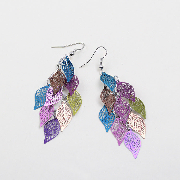 Wholesale Jewelry 1 Pair Simple Style Leaf Metal Drop Earrings