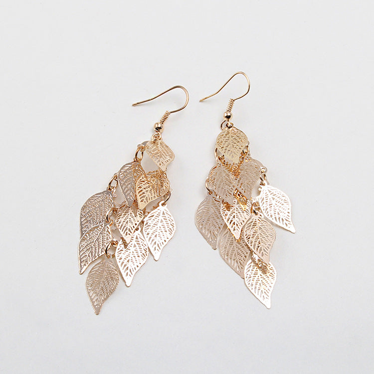 Wholesale Jewelry 1 Pair Simple Style Leaf Metal Drop Earrings