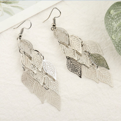 Wholesale Jewelry 1 Pair Simple Style Leaf Metal Drop Earrings