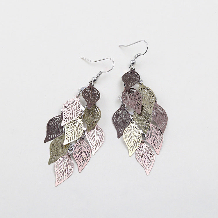 Wholesale Jewelry 1 Pair Simple Style Leaf Metal Drop Earrings