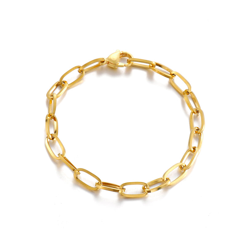 Wholesale Basic Geometric Titanium Steel 18k Gold Plated Bracelets Necklace