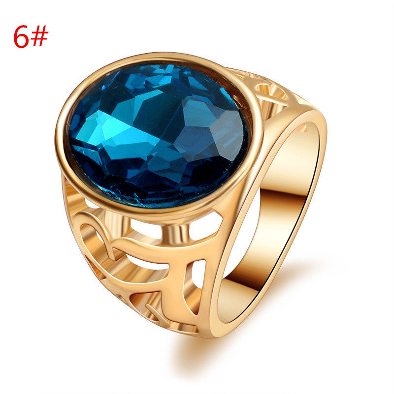 1 Piece Retro Water Droplets Gold Plated Artificial Gemstones Alloy Wholesale Wide Band Ring