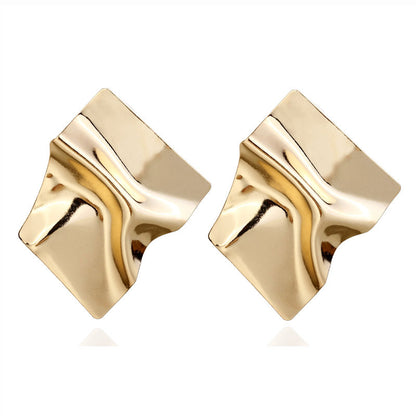 Nordic Style British Style Geometric Solid Color Alloy Pleated Metal Gold Plated Silver Plated Thanksgiving New Year Women's Ear Studs