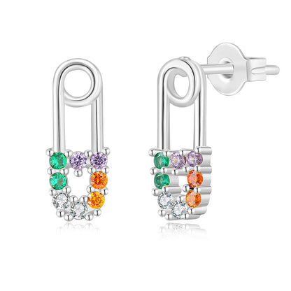 1 Pair Simple Style Paper Clip Copper Plating Inlay Artificial Gemstones 14k Gold Plated Earrings