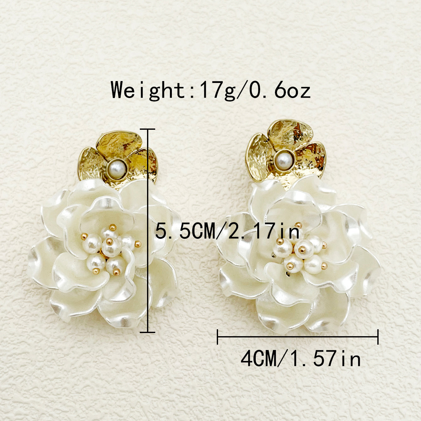 1 Pair Elegant Flower Plating Stainless Steel Arylic Imitation Pearl Gold Plated Drop Earrings