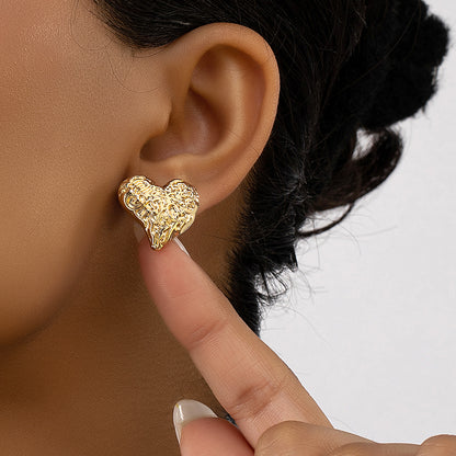 Ins Style Retro Heart Shape Alloy Plating Women's Ear Studs