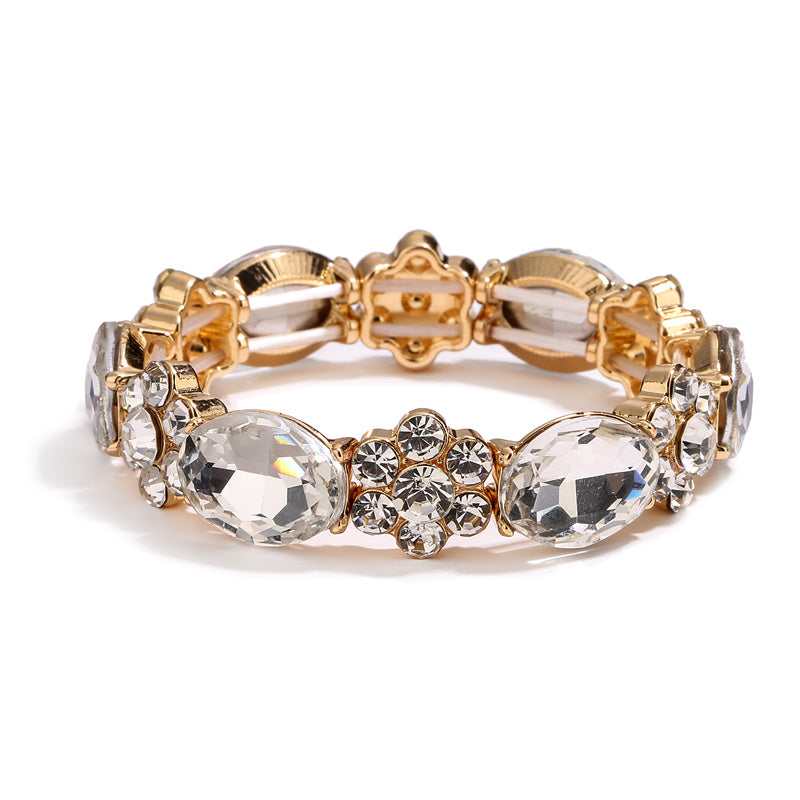 Glam Geometric Gold Plated Rhinestones Alloy Wholesale Bangle