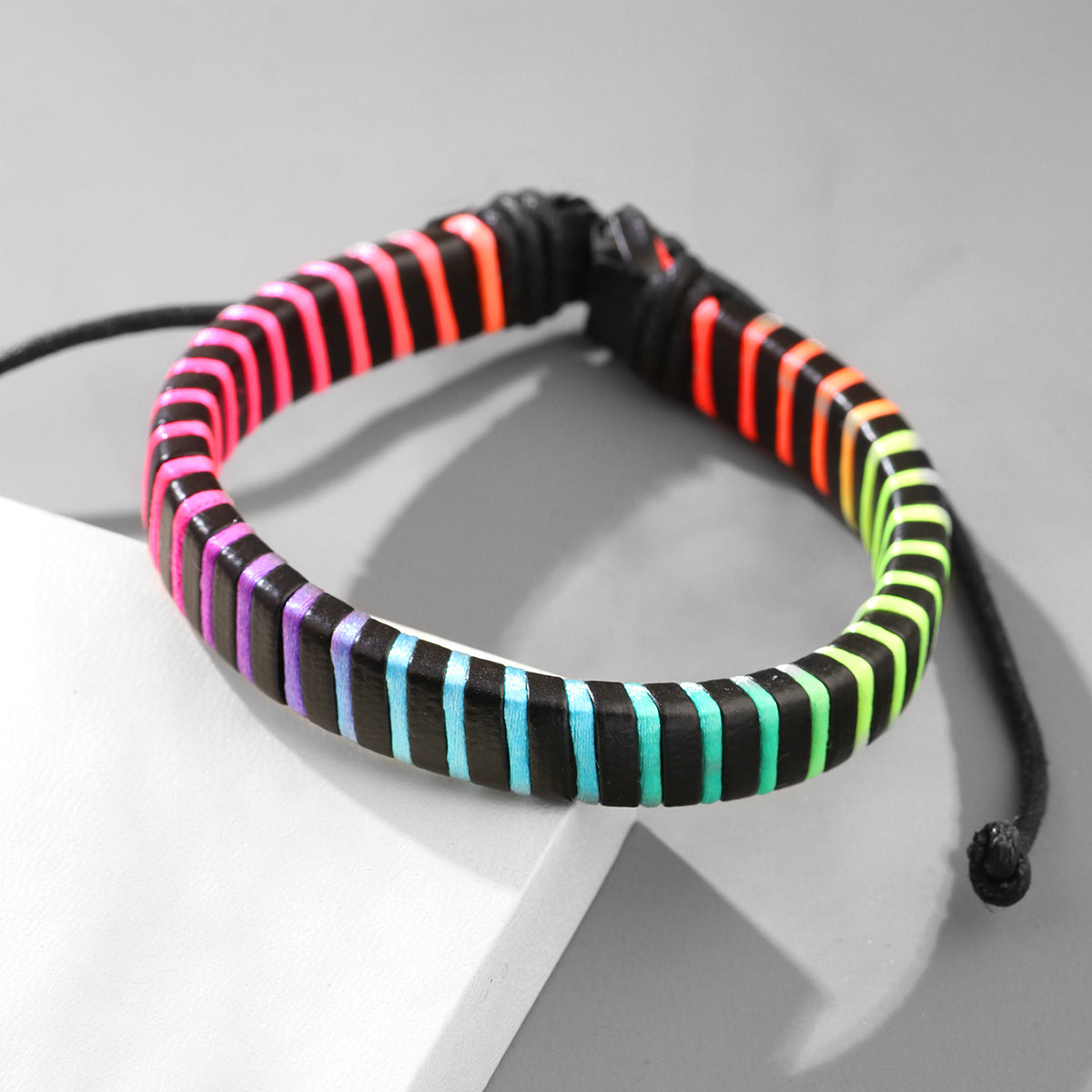 Simple Style Color Block Leather Braid Women'S Men'S Wristband