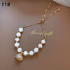 Elegant Round Alloy Freshwater Pearl Beaded Plating Inlay Rhinestones Bracelets