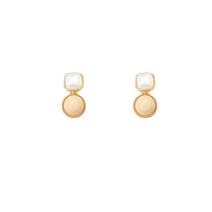 Simple Style Round Square Alloy Inlay Pearl Women's Drop Earrings