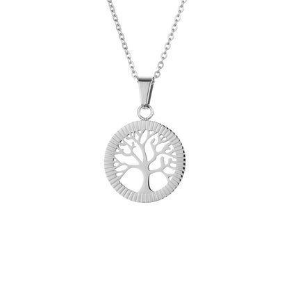 304 Stainless Steel Casual Simple Style Plating Life Tree Pendant Necklace