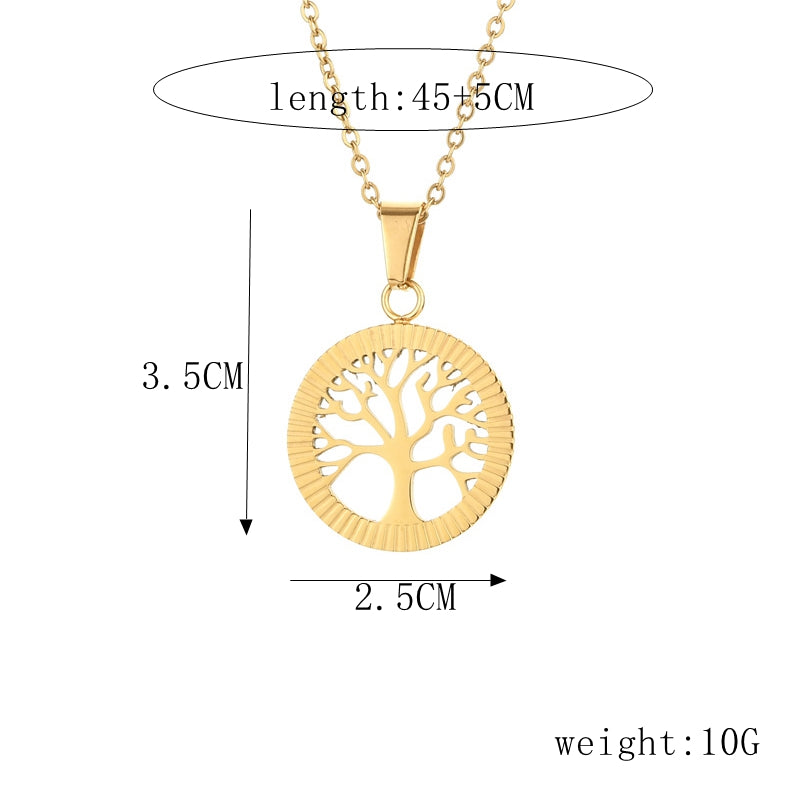 304 Stainless Steel Casual Simple Style Plating Life Tree Pendant Necklace