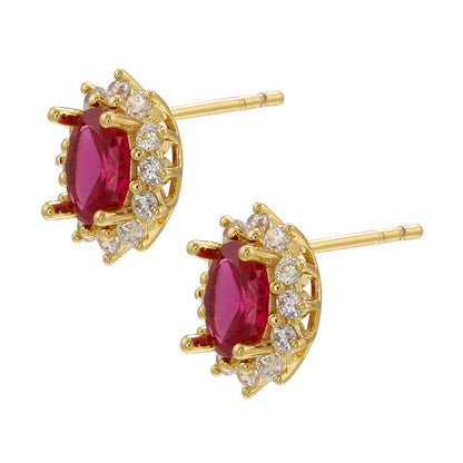 1 Pair Elegant Luxurious Shiny Solid Color Copper Plating Inlay Inlaid Zircon Zircon 18k Gold Plated Ear Studs