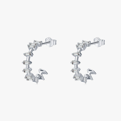 1 Pair Elegant Geometric Sterling Silver Plating Inlay Zircon Rhodium Plated Ear Studs