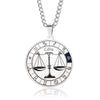 Simple Style Streetwear Round Constellation Stainless Steel Carving Pendant Necklace