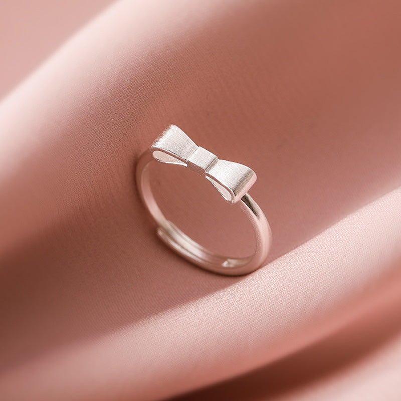 Simple Style Bow Knot Copper Inlay Shell Zircon Open Ring