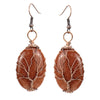 1 Pair Ethnic Style Tree Oval Alloy Natural Stone Handmade Drop Earrings