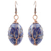 1 Pair Ethnic Style Tree Oval Alloy Natural Stone Handmade Drop Earrings