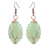 1 Pair Ethnic Style Tree Oval Alloy Natural Stone Handmade Drop Earrings