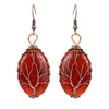 1 Pair Ethnic Style Tree Oval Alloy Natural Stone Handmade Drop Earrings