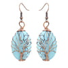 1 Pair Ethnic Style Tree Oval Alloy Natural Stone Handmade Drop Earrings