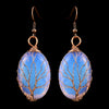 1 Pair Ethnic Style Tree Oval Alloy Natural Stone Handmade Drop Earrings