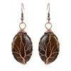 1 Pair Ethnic Style Tree Oval Alloy Natural Stone Handmade Drop Earrings