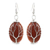 1 Pair Ethnic Style Tree Oval Alloy Natural Stone Handmade Drop Earrings