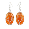 1 Pair Ethnic Style Tree Oval Alloy Natural Stone Handmade Drop Earrings