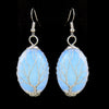 1 Pair Ethnic Style Tree Oval Alloy Natural Stone Handmade Drop Earrings