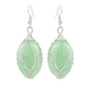 1 Pair Ethnic Style Tree Oval Alloy Natural Stone Handmade Drop Earrings