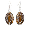 1 Pair Ethnic Style Tree Oval Alloy Natural Stone Handmade Drop Earrings