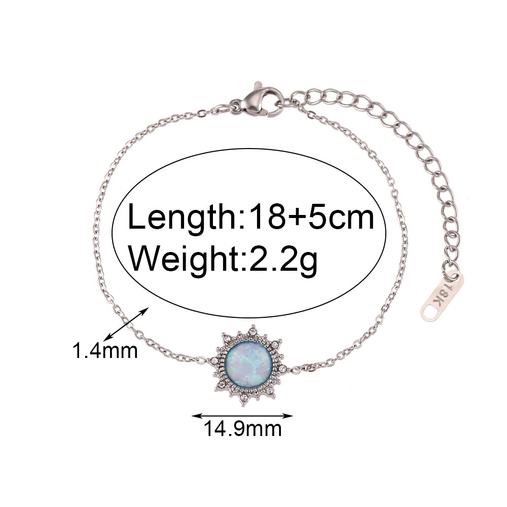 Vintage Style Simple Style Classic Style Round Stainless Steel Inlay Artificial Gemstones Women's Bracelets Earrings Necklace