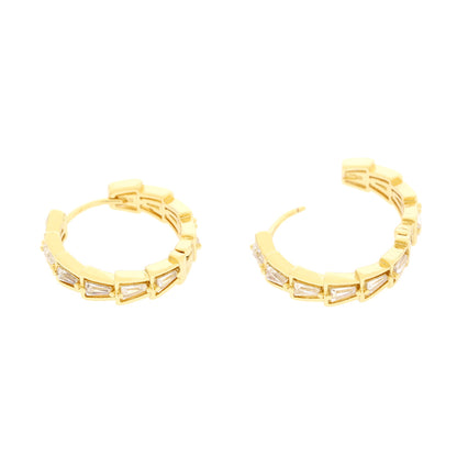 1 Pair Elegant Shiny Round Square Trapezoid Copper Plating Inlay Zircon Gold Plated Hoop Earrings