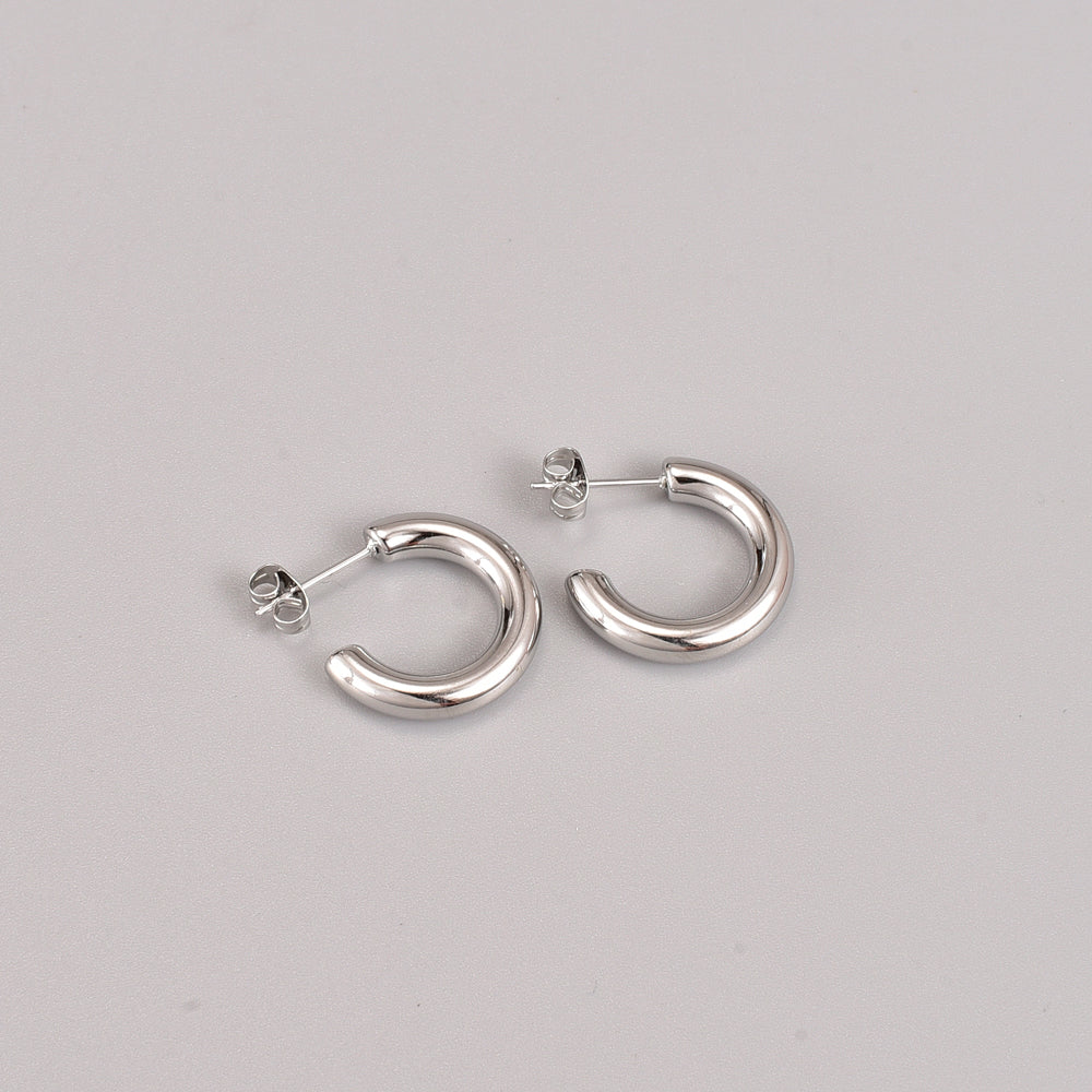 Gooddiy Jewelry Wholesale Fashion C-shaped Titanium Steel Golden Earrings