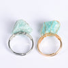 Exaggerated Geometric Alloy Gem Natural Stone Unisex Open Ring 1 Piece