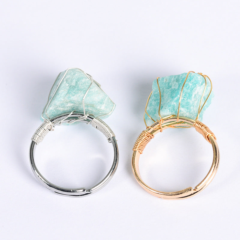 Exaggerated Geometric Alloy Gem Natural Stone Unisex Open Ring 1 Piece