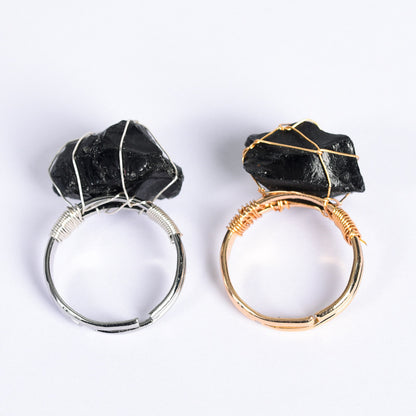 Exaggerated Geometric Alloy Gem Natural Stone Unisex Open Ring 1 Piece