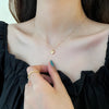 Sweet Heart Shape Fish Tail Copper Pearl Inlay Zircon Necklace